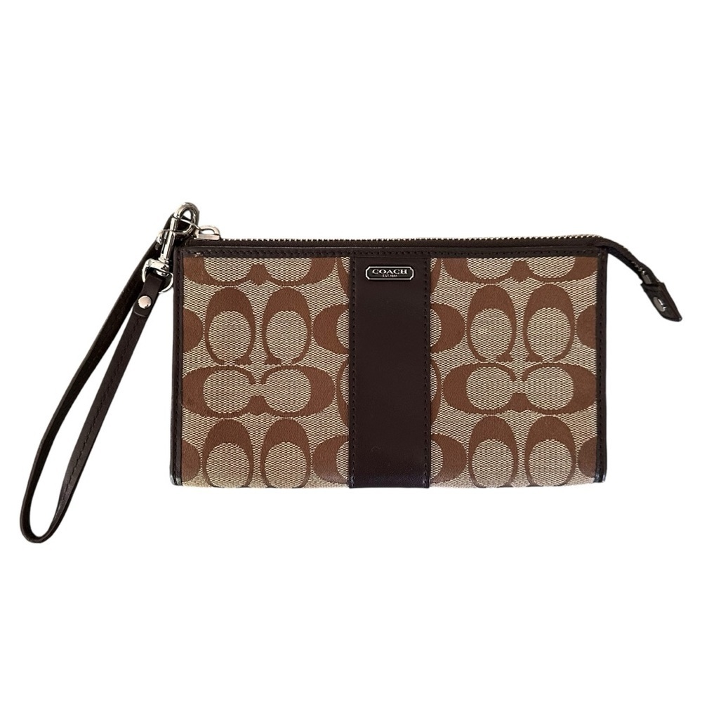 Coach | Signature Zippy Wallet in Khaki/Mahogany With Strap